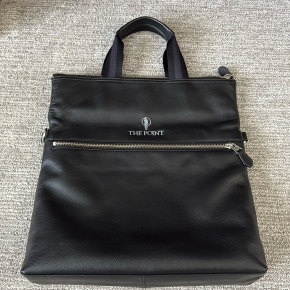 Coach Charles Black Pebbled Leather Foldover Tote, lightly used with NEW STRAP - Picture 9 of 15